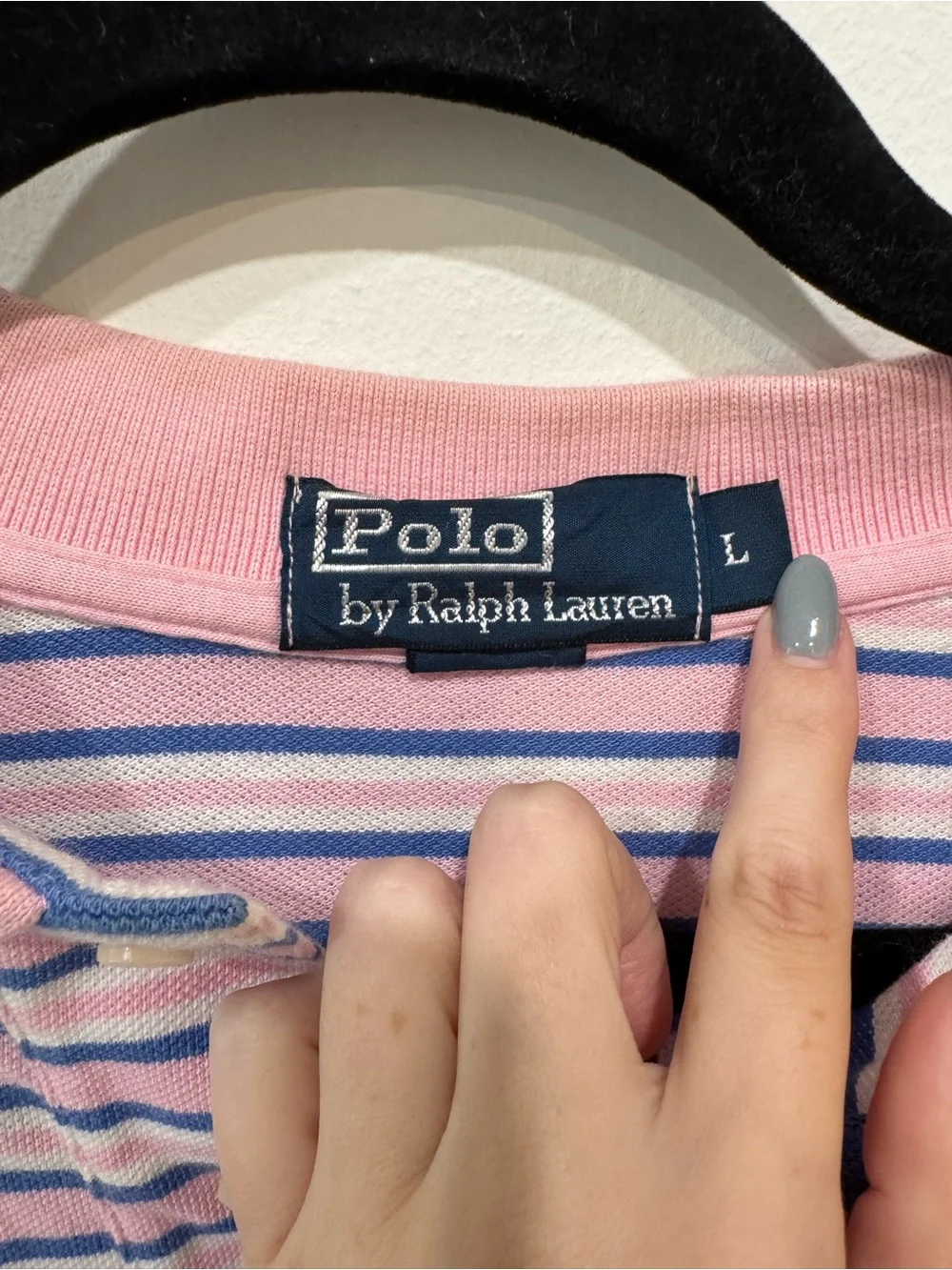 Ralph Lauren Pink Polo with Navy & White Stripes